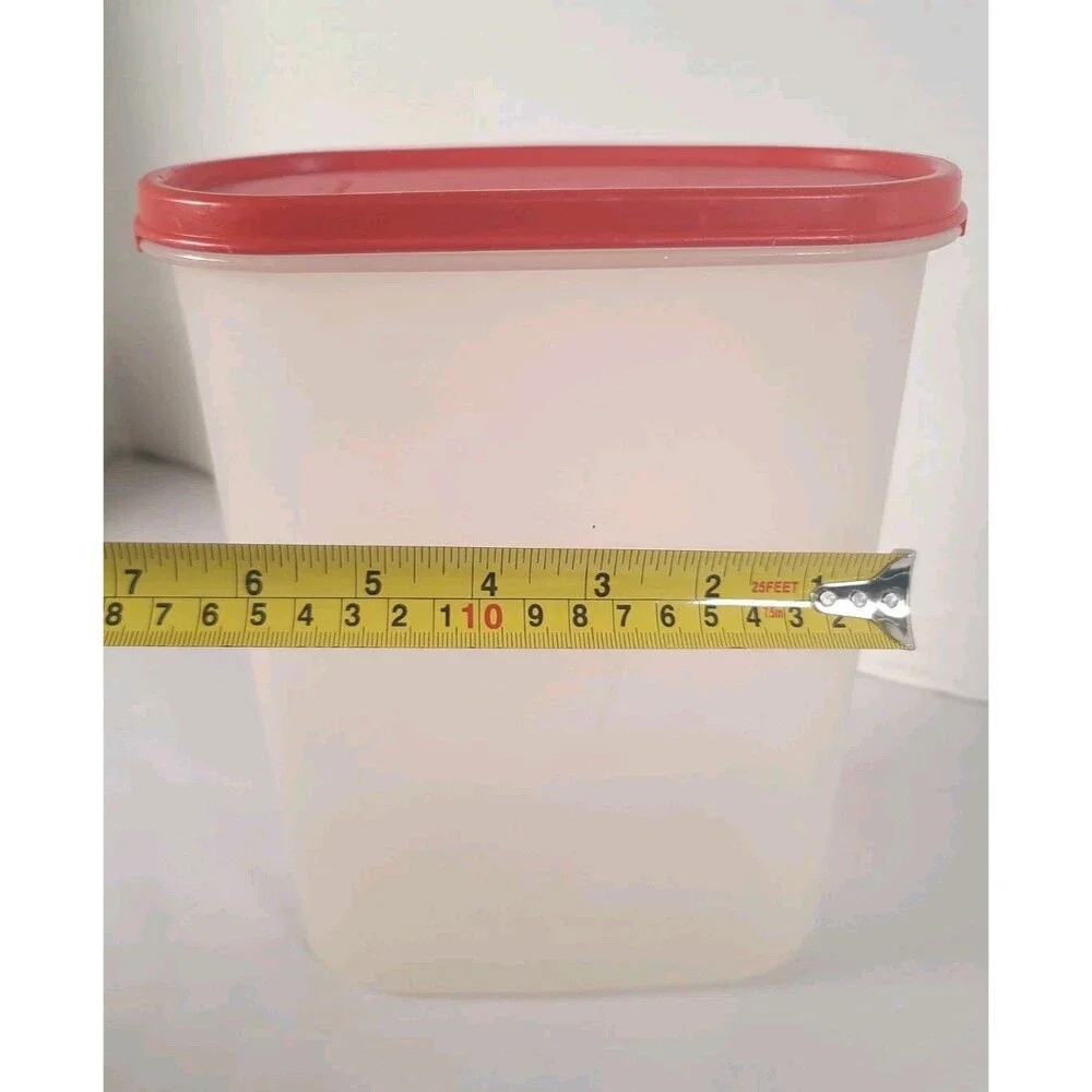 Vintage Tupperware #1614-7 Container with Red Lid 9 3/4 Cup Modular Mate